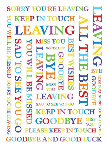 Leaving, Multi colour Words [XL Card]