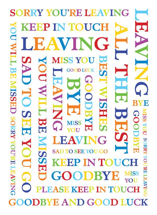 Leaving, Multi colour Words [XL Card]
