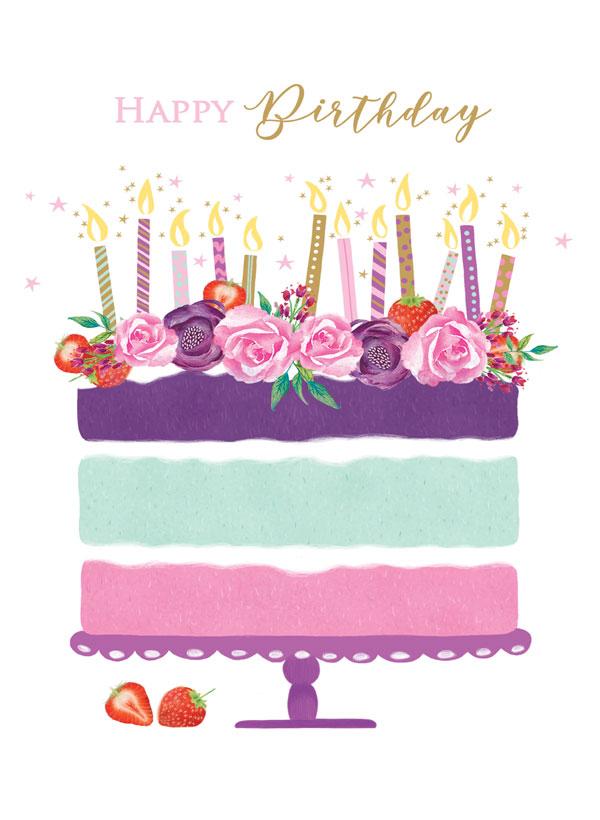 Birthday, Flower topped Cake [XL Card]