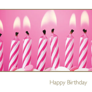 Happy Birthday / pink candles in cake