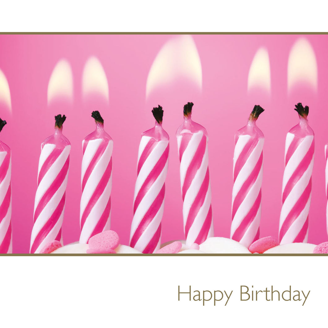 Happy Birthday / pink candles in cake