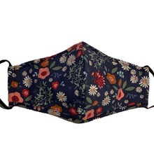Load image into Gallery viewer, Cotton Face Mask:Dark Blue Floral