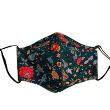 Load image into Gallery viewer, Cotton Face Mask:Teal Floral