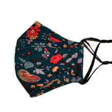 Load image into Gallery viewer, Cotton Face Mask:Teal Floral