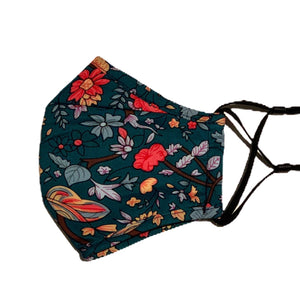 Cotton Face Mask:Teal Floral