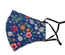 Load image into Gallery viewer, Cotton Face Mask:Dark Blue Floral
