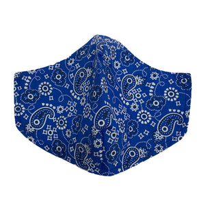 Cotton Face Mask : Blue Paisley