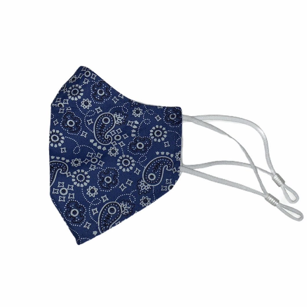 Cotton Face Mask : Blue Paisley