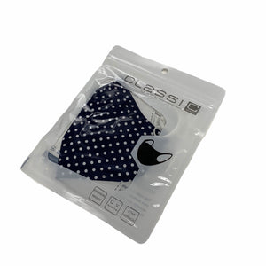 Cotton Face Mask : Navy Polka Dot