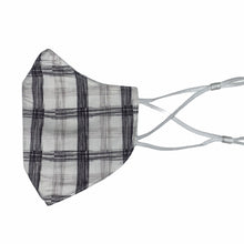 Load image into Gallery viewer, Cotton Face Mask : White and Grey Plaid