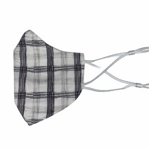 Cotton Face Mask : White and Grey Plaid