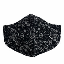 Load image into Gallery viewer, Cotton Face Mask : Black Paisley