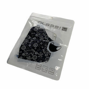 Cotton Face Mask : Black Paisley