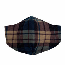 Load image into Gallery viewer, Cotton Face Mask : Blue and Brown Plaid