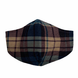 Cotton Face Mask : Blue and Brown Plaid