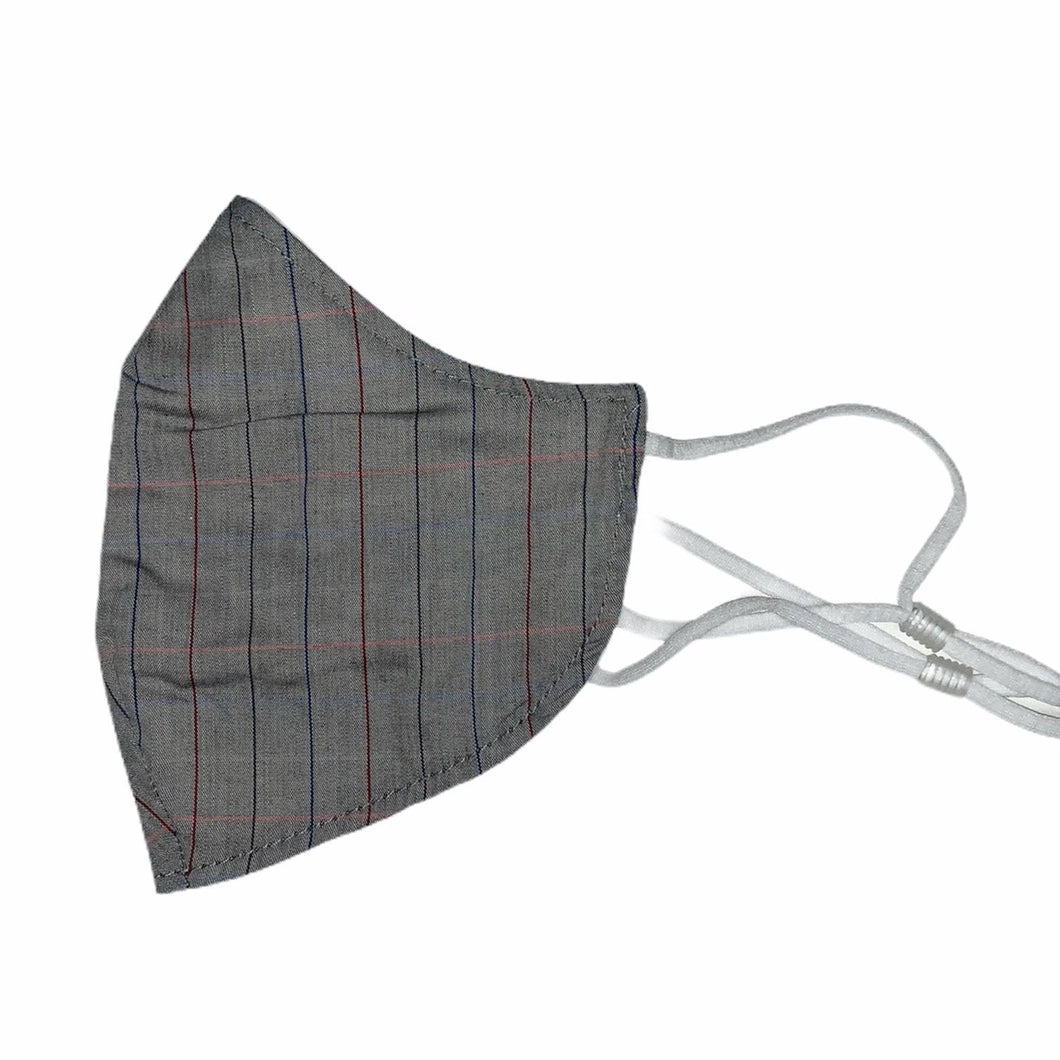 Cotton Face Mask : Grey Windowpane Checkers