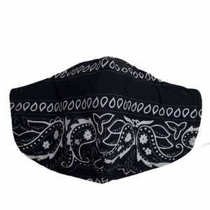 Cotton Face Mask : Black Bandana Pattern