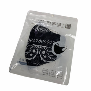 Cotton Face Mask : Black Bandana Pattern