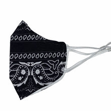 Load image into Gallery viewer, Cotton Face Mask : Black Bandana Pattern