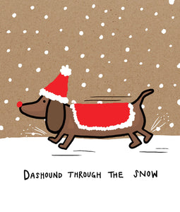 Dashound through the snow